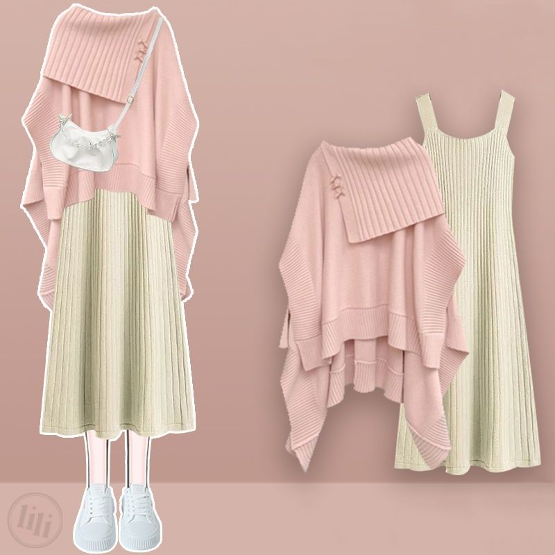 粉色毛衣+洋裝/套裝