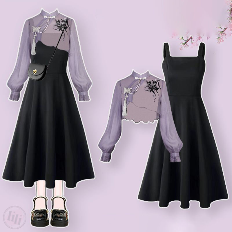 紫色上衣+黑色洋裝02